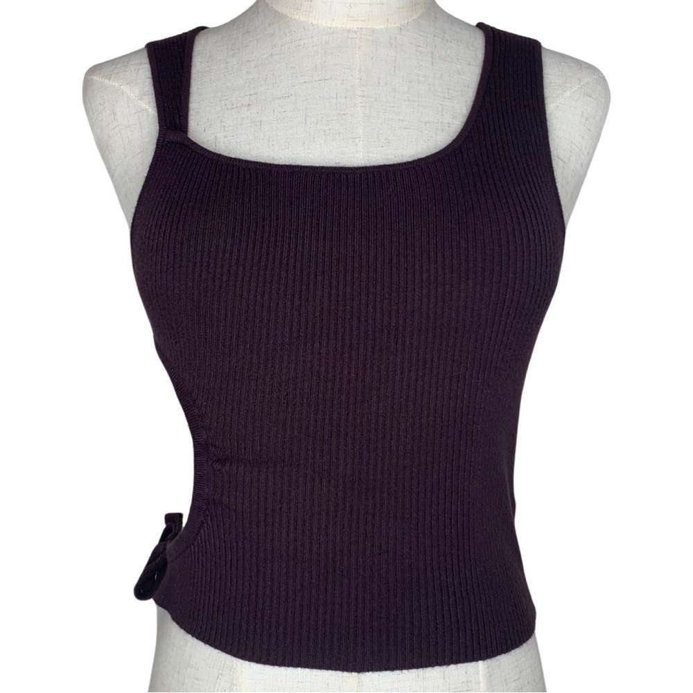 Urban Outfitters Brown Asymmetrical Ribbed Knit Side Cut Out Tank Top - Picture 6 of 16
